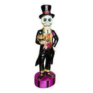 Hay & Harvest Skeleton Figurine Illuminated Halloween Large 19.5" Holiday Decor